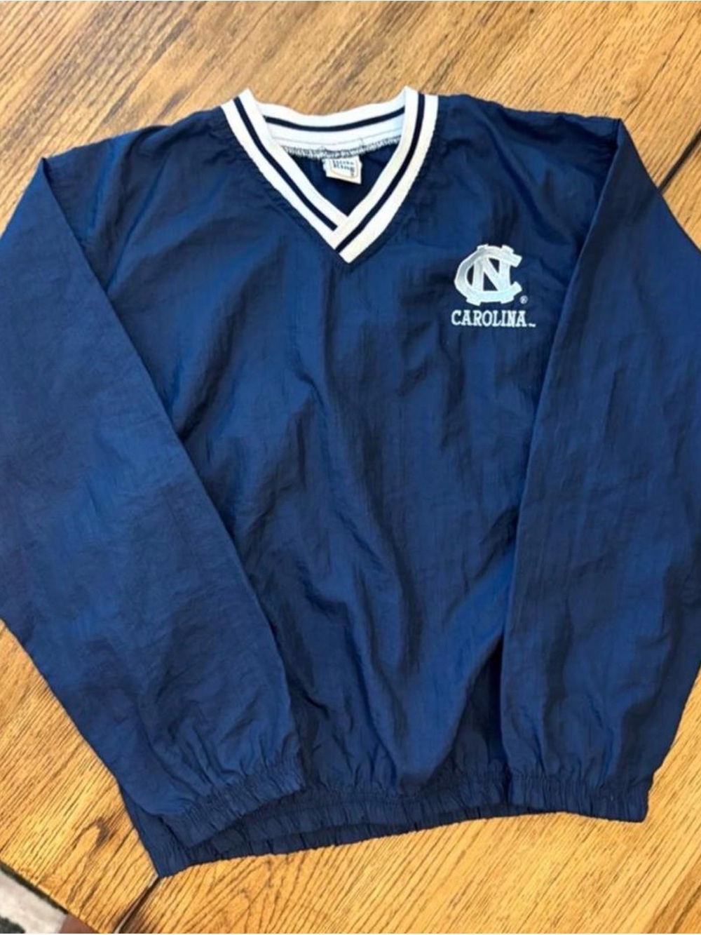Vintage North Carolina V-neck Pullover Windbreaker - Navy & White